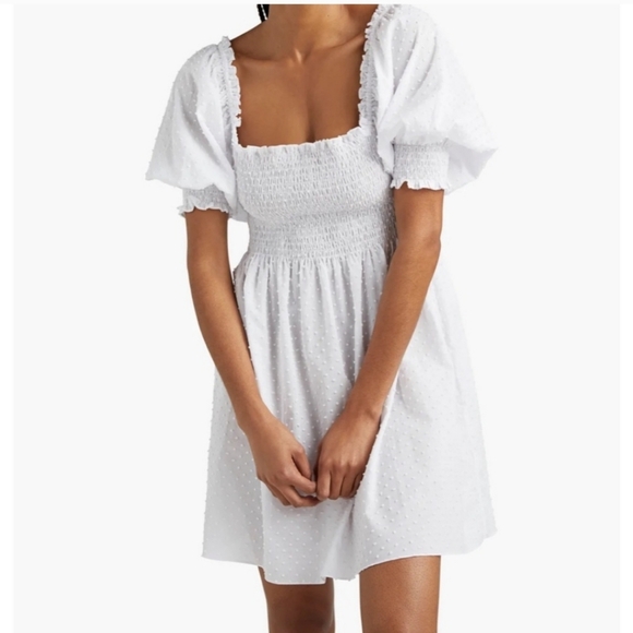 Hill House Athena White Swiss dot nap dress sz Small - Picture 2 of 11